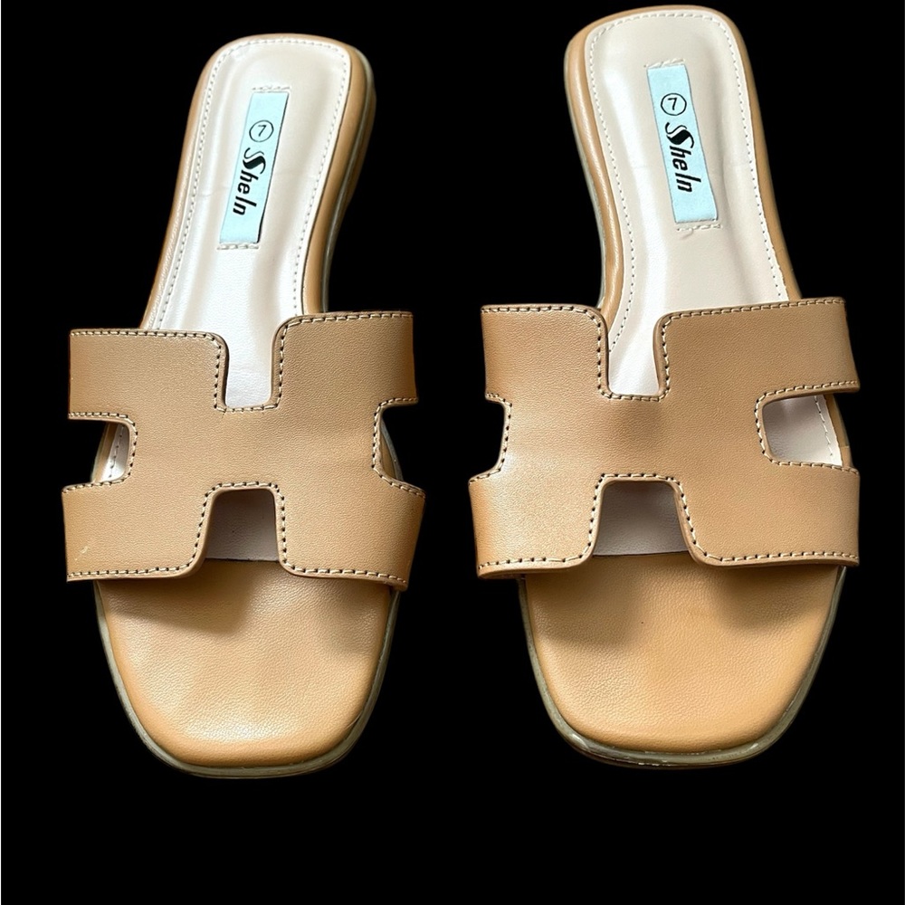 Sleek Tan Slide Sandals by Shein Sz 7